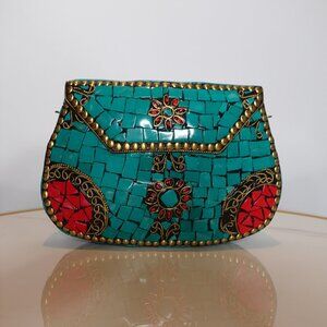 RAMLA Porte-Moi Morrocan Handmade Mozaic stone Green Clutch Women's bag
